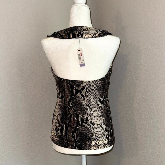 Worthington Halter Top Womens Small Brown Nylon Snake Print Sleeveless Y2K 2000s - Picture 2 of 8